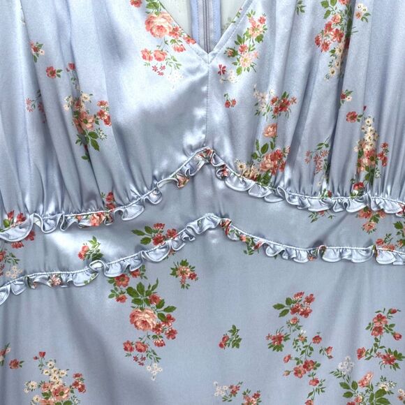 NWT Reformation Kaye Silk Midi Dress Melba Light Blue Size 16 Plus - Picture 10 of 16